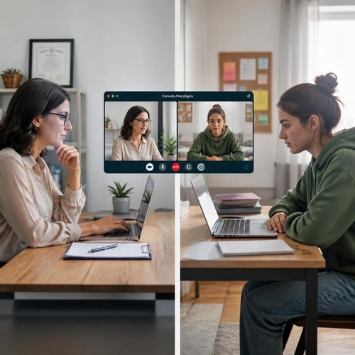 Consulta psicológica online por videollamada con un alumno